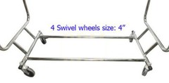 Retail Double Bar Clothes Display Rack Fixture Garment Hanger W/ Wheels