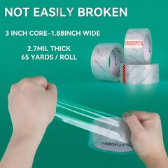 6 Rolls Clear Heavy Duty Packaging Tape Refills 2.7 mil Thick 2 in Wide 65 Yards