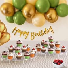 Dooiclear 3 Tier Acrylic Display Risers, Half Moon Cupcake Stand, Clear Perfu…