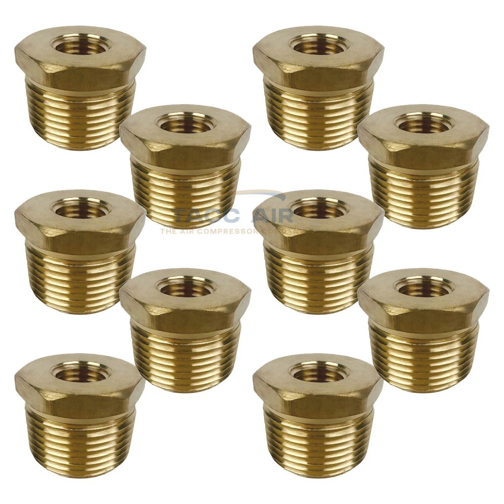 10PC Hex Reducer Bushing 3/4″ Male x 1/4″ Female NPT Adapter Pipe Fitting Brass