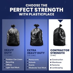 Plasticplace Contractor Trash Bags 55-60 Gallon 6.0 Mil Black Heavy Duty
