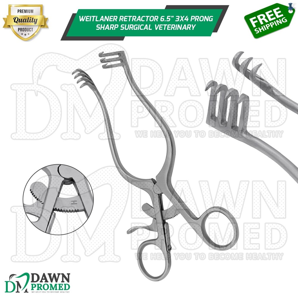 Weitlaner Retractor 6.5″ 3×4 Prong Sharp Surgical Veterinary Instrument German G