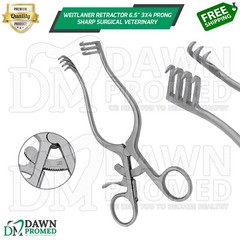 Weitlaner Retractor 6.5″ 3×4 Prong Sharp Surgical Veterinary Instrument German G