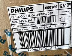 25 Philips Linear LED BULB T8 4 Foot 12.5T8/COR/48-840/FF18/G/DIM 25/1 G13 4000K