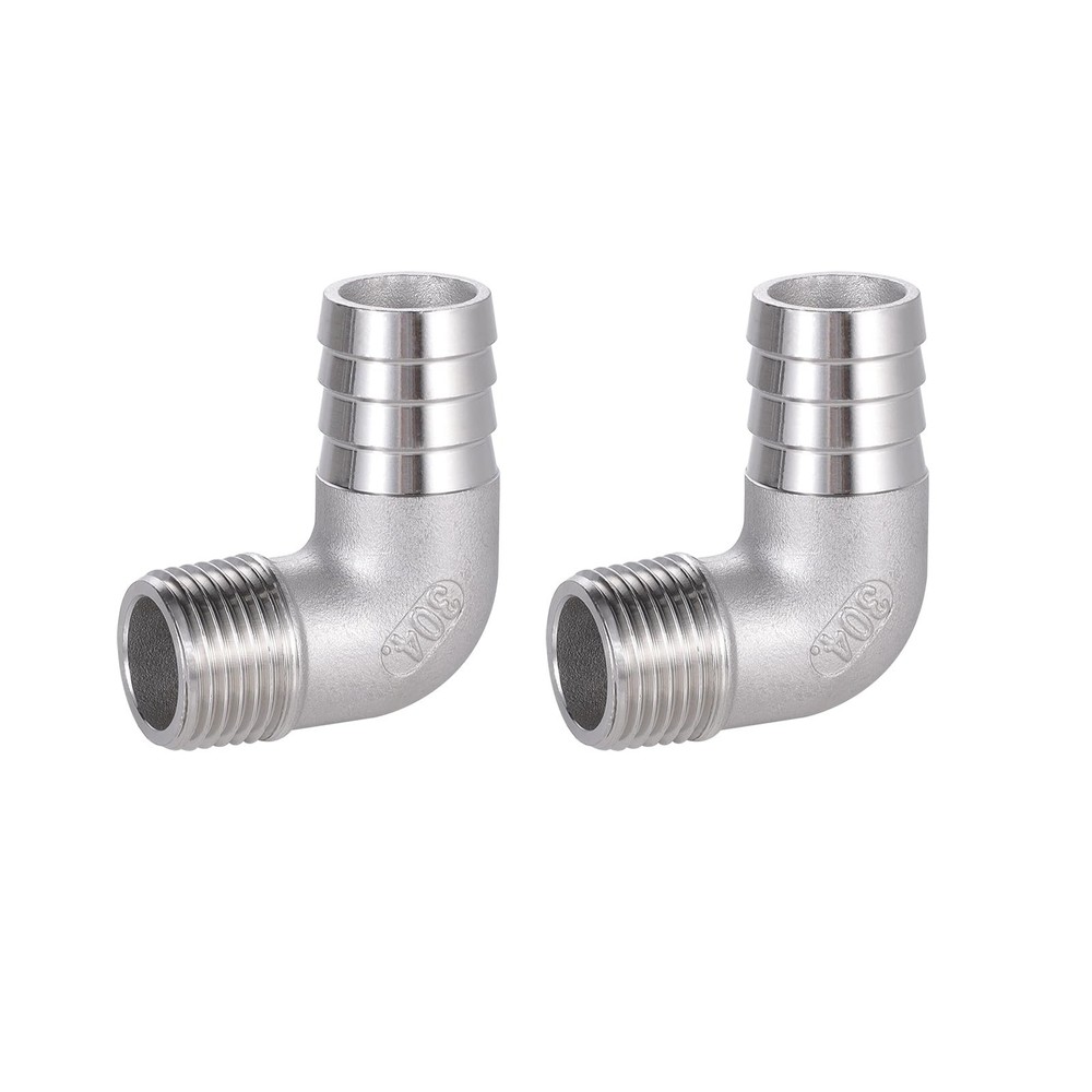 304 Stainless Steel Hose Barb Fitting 5/8 Hose Barb To 1/2 Npt Male 90 Degree