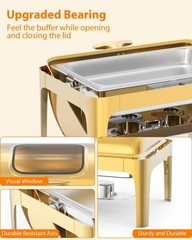 9QT Roll Top Chafing Dish Buffet Set Stainless Steel with Thick Frame for Party