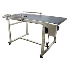 Electric PVC Belt Conveyor Transport Machine w/ Double Guardrails 110V 59×31.5in