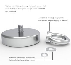 Large Fishing Magnets strong Neodymium super Rare Earth Magnet hooks 180-1380 Lb