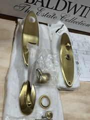Baldwin 6573-060-ENTR Entry Trim Door Handle Set Satin Brass/Brown Finish NOS