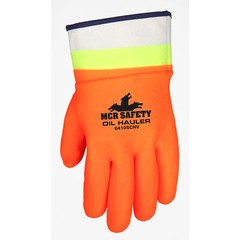 CHEMICAL RESISTANT GLOVES DOUBLE DIPPED RUBBER WORK GLOVES HI-VIS ORANGE, LARGE