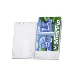 100 Pack Rigid / Hard Plastic Clear Vertical Top Load Badge Holders AC-915-Q100