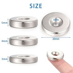 20 50 100 Strong Countersunk Ring Magnets 20mm Rare Earth Neodymium Hole 5mm US