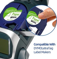 10PK DYMO LetraTag Tape Refills 91330 12mm Compatible for LT-100H White Paper