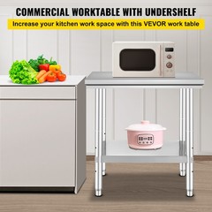 Uimoso Stainless Steel Prep Table for Commercial Use, 24x30x31 Inches