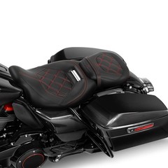 Two-Up Detachable Motorcycle Seat for Touring Road King Special FLHRXS Black Red
