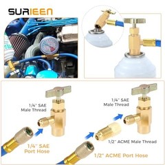 R1234Yf Self-Sealing Can Tap, F-1/4 SAE 1/2 LH Thread Valve Tool with Adapter