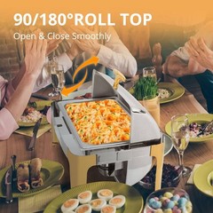 9 Qt Roll Top Chafing Dish Buffet Set for Catering Food Warmer NSF Certification