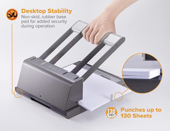 Xtreme Duty 2-3 Hole Punch, 160 Sheets, Stylish Black/Silver Finish