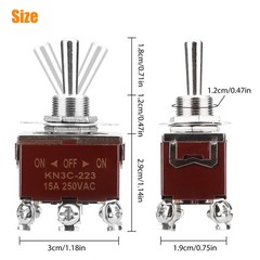 3X Toggle Switch ON/OFF/ON Heavy Duty 15A 250V DPDT Terminal Car Waterproof Cap
