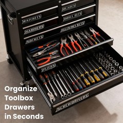 Magnetic Tool Box Labels Black for Organization Magnet Toolbox Cart Chest Red