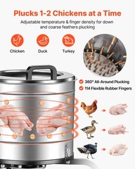 VEVOR 15.7″ Electric Chicken Plucker Machine 550W & 275RPM 114 Fingers & Wheels