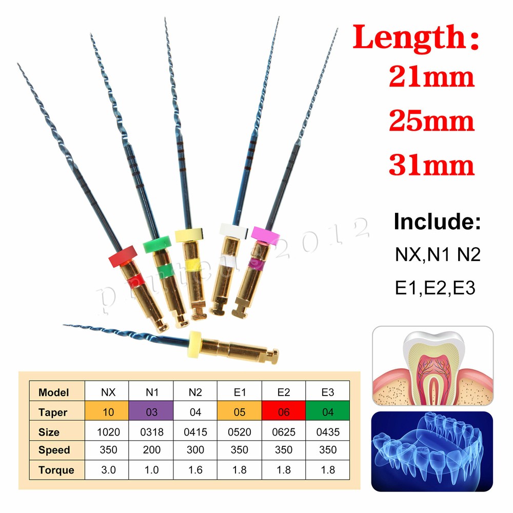 Dental Endodontic Rotary Taper Endo 6Pc Engine NITI Files 21/25/31MM