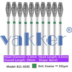 10pc/pk Dental FG Diamond Burs High Speed Barrel Wheel Pear Shape Polishing Burs