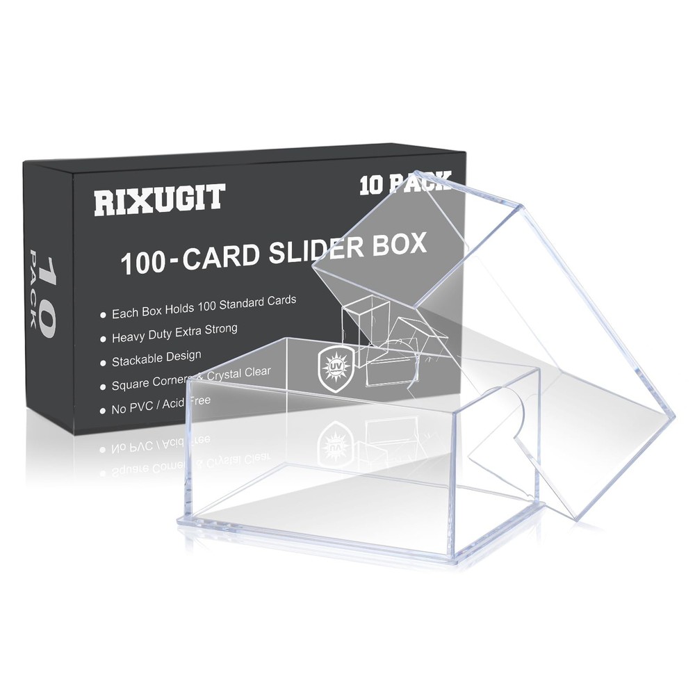RIXUGIT 10-Pack 100-Count Deck-Case Card-Box – 2 Piece Trading Card Storage B…