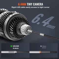 Borescope Endoscope Camera Two-Way 180° Articulating 5″ IPS 8X Zoom 6.4mm Lens