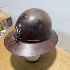 Vintage MSA Skullgard Fiberglass Full Brim Hard Hat Miner Safety Helmet Brown
