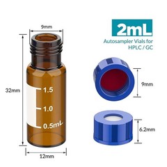 100/1000Pcs 2mL Glass vial Lab vials Sample Vials w/ Cap w/ 0.25mL Vial Inserts