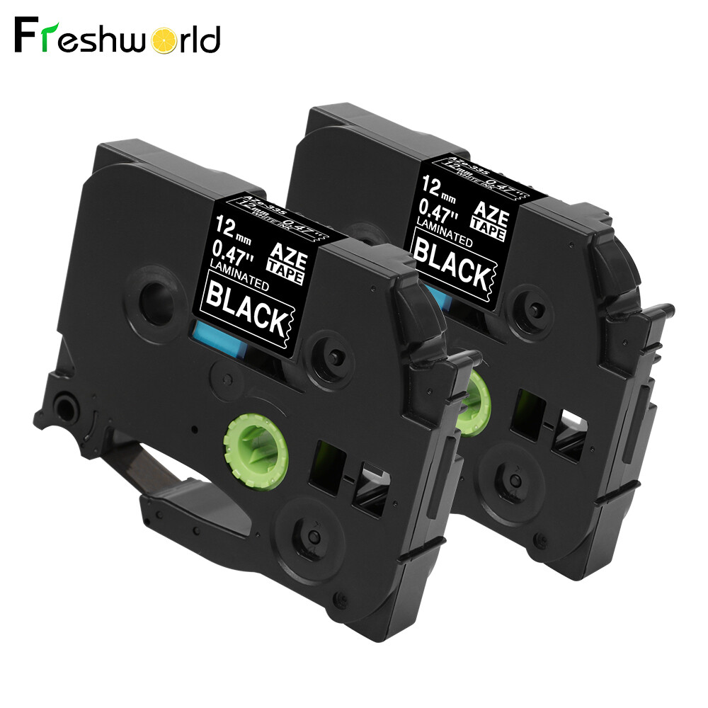 2Pack Compatible TZe-335 Brother P-Touch TZe Tape 0.47 Laminated White on Black