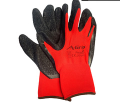 12 Pair A-Grip Red Safety Work Gloves Latex Coated Grip Cut Resistant ALL SIZES