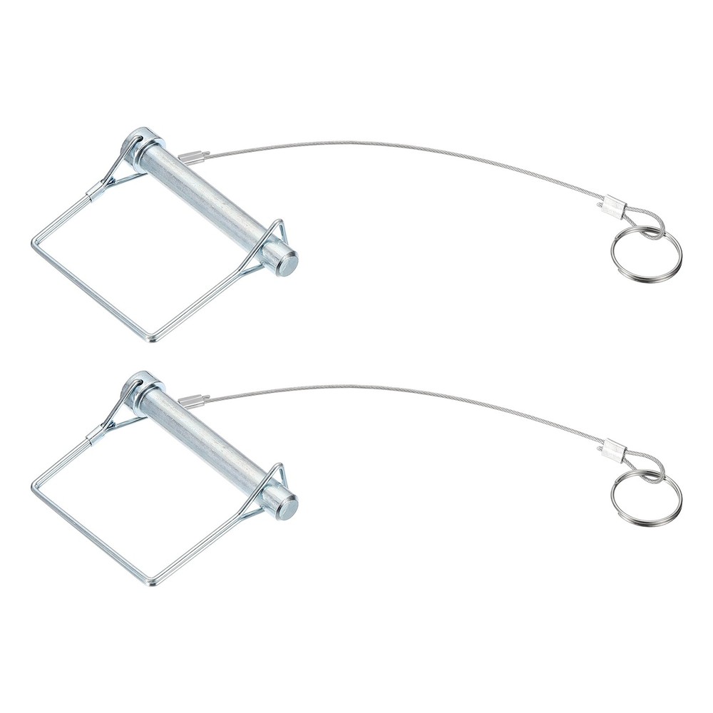 2Pcs, Wire Lock Pin with Safety Lanyard for Farm 1/2 Inch (12mm) Silver Tone