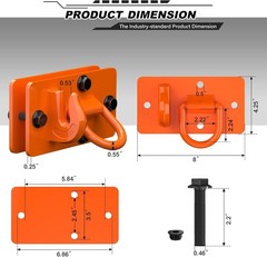 Forged Steel Bolt-On Tractor Bucket Hooks with Backer Plate – Orange, 2 Pack