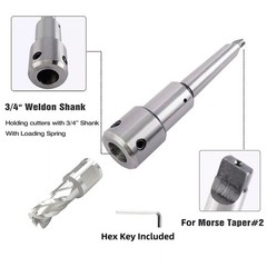 HSS MT2 to 3/4” Weldon Shank Adapter For Drill-Use Annular Cutter Arbor