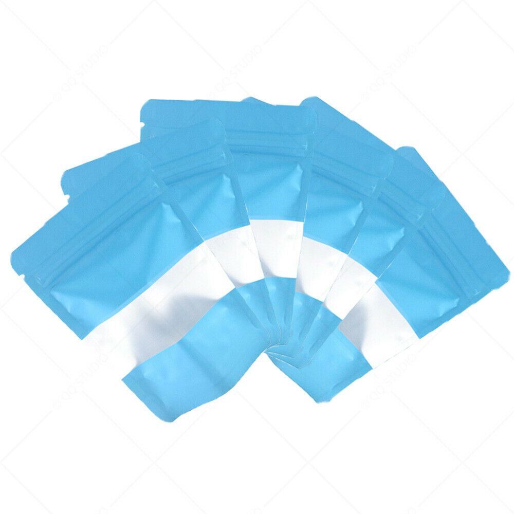 Multi-Size Foil Mylar Matte Blue Stand Up Zip Lock Bag w/ Rectangle Window B04
