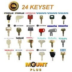 24X Heavy Equipment Keys Set Case CAT Komatsu JCB Kubota Bobcat Volvo Doosan JLG