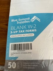 Blue Summit Supplies 50 Pack Blank W-2 3-Up Tax Forms Envelopes Included