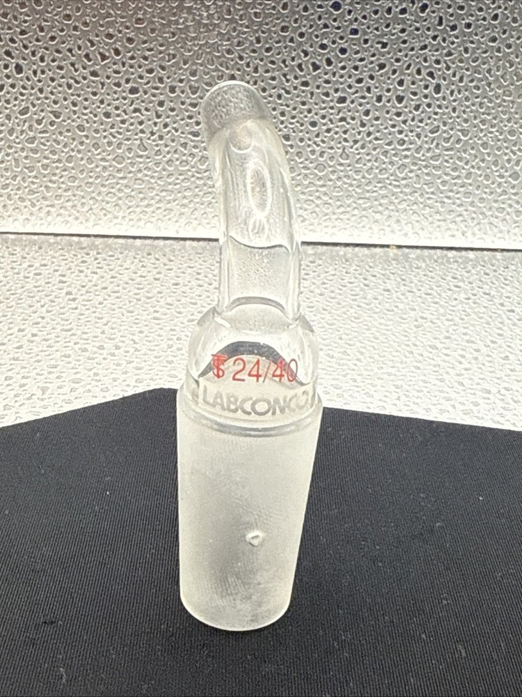 90° Borosilicate Glass Vacuum/Gas Adapter, 24/40 Joint, Lab Supply, Bent Inlet
