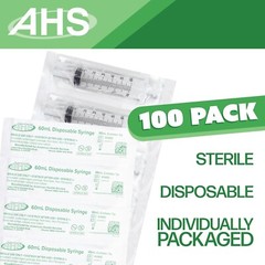 60mL Catheter Tip Syringe, Sterile, Individually Wrapped, 25 Pack
