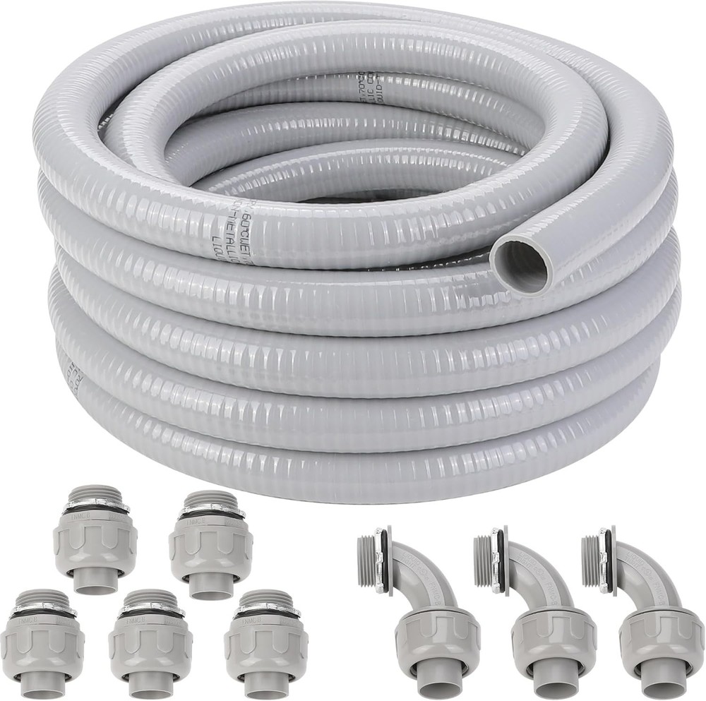 1 Inch Flexible Liquid Tight Conduit 25FT, Non Metallic Electrical Conduit Kit w