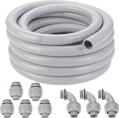 1 Inch Flexible Liquid Tight Conduit 25FT, Non Metallic Electrical Conduit Kit w