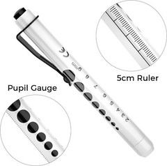 Lightweight Medical LED Penlights with Ruler & Pupil Gauge – Black/White