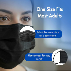 Criterion ASTM Level 3 Disposable Face Mask – Black, 3-Ply, Fluid Resistant, Lat