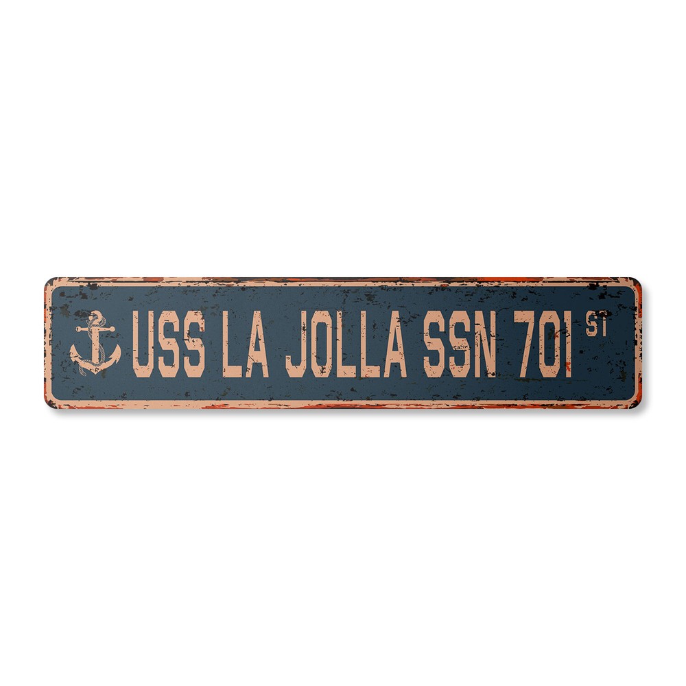 USS LA JOLLA SSN 701 Vintage Street Sign us navy ship veteran sailor rustic gift