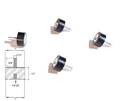 4 Rubber Vibration Isolator Mount (1″ Dia x 1/2″ Thk) 1/4-20 x 3/4″ Long Stud