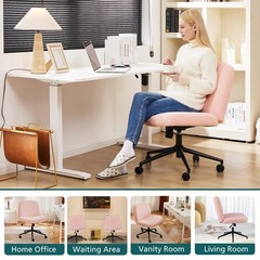 OLIXIS Criss Cross Chair with Wheels Wide Cross Legged Office Desk Vanity Cha…