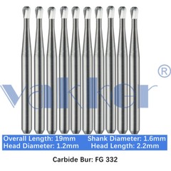 Vakker Dental Carbide Burs FG 332 Friction Grip 10/pk
