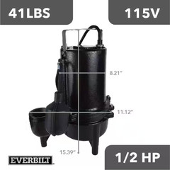EVERBILT 1/2 HP Cast Iron Sewage Ejector Pump